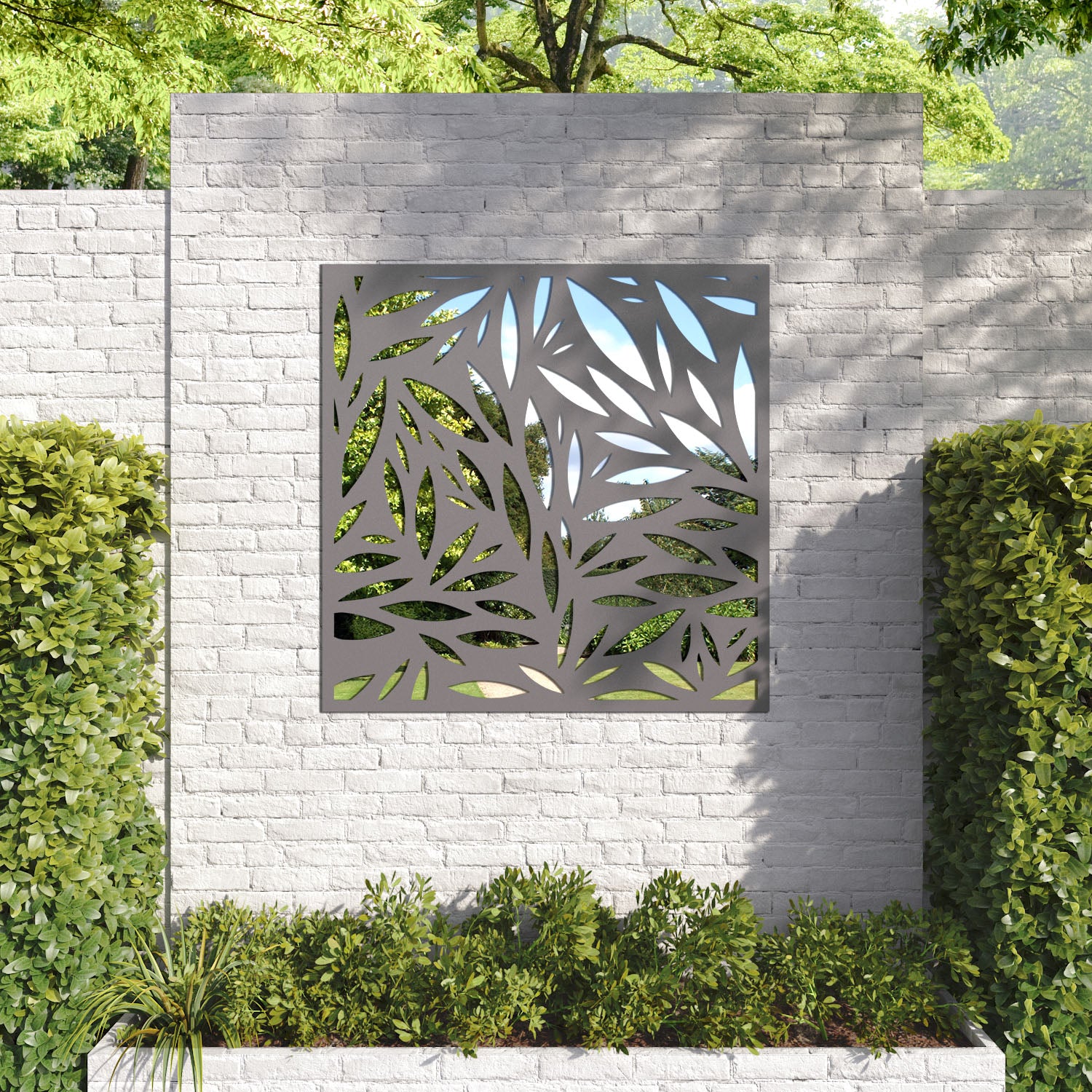 Foliage outdoor decorative mirrored panel