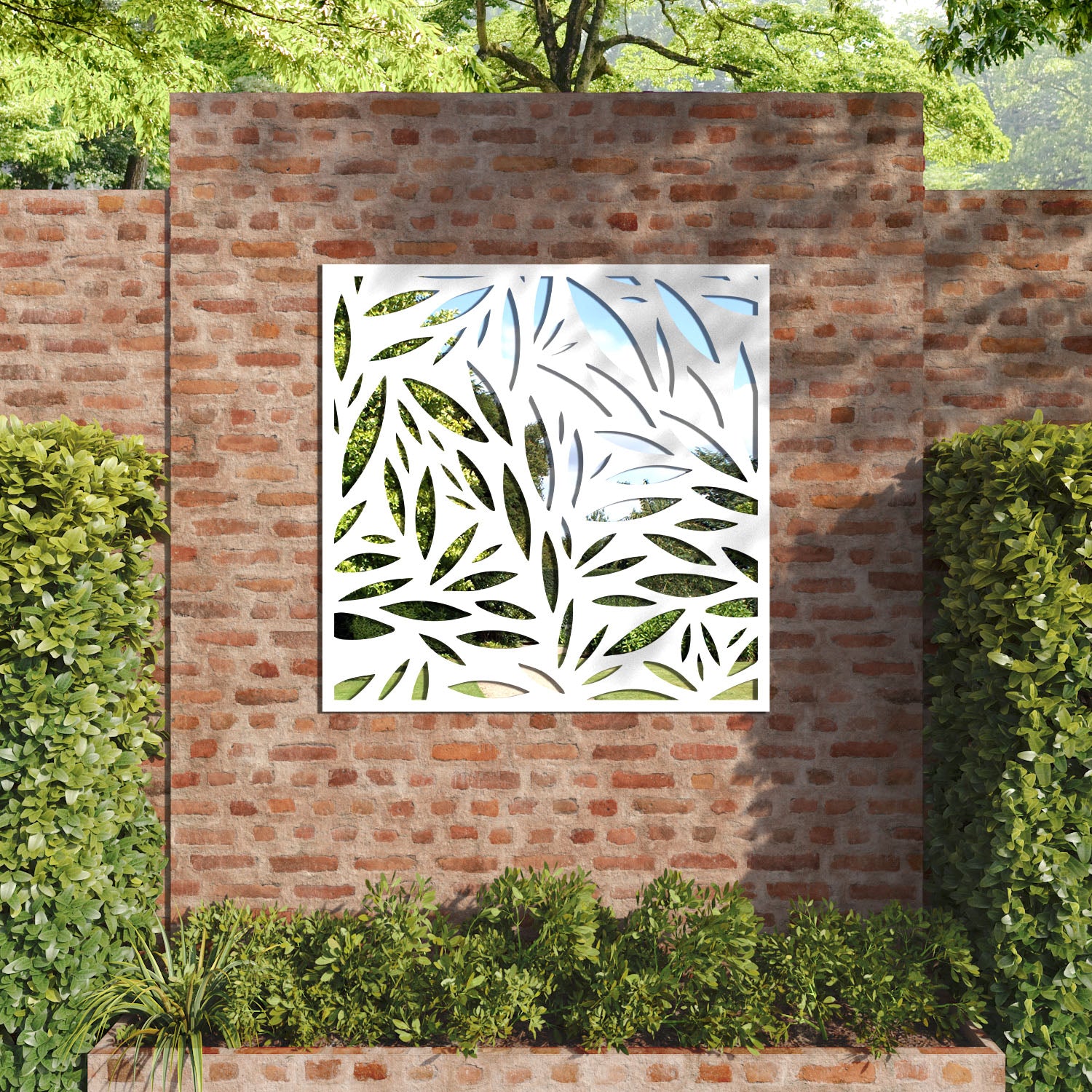 Foliage outdoor decorative mirrored panel