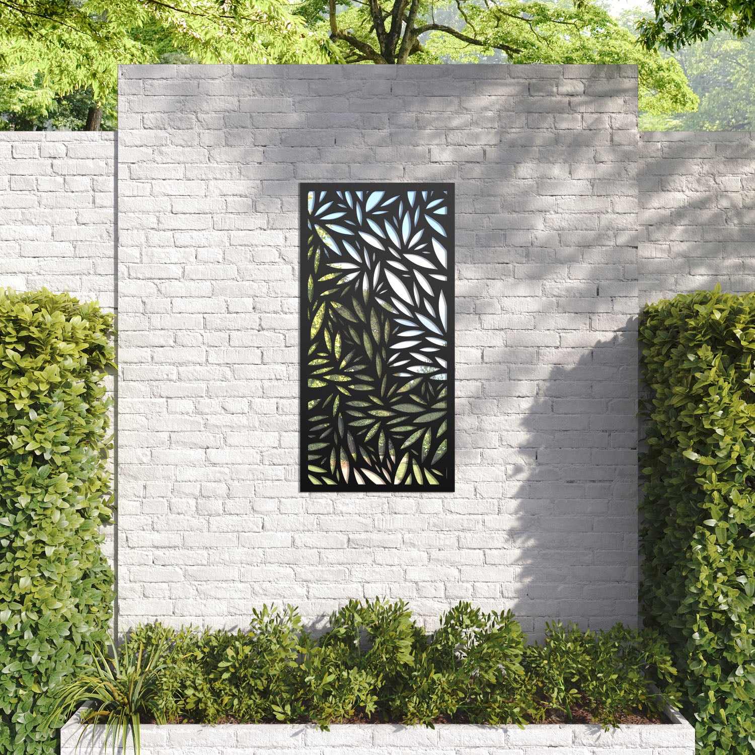 Foliage outdoor decorative mirrored panel