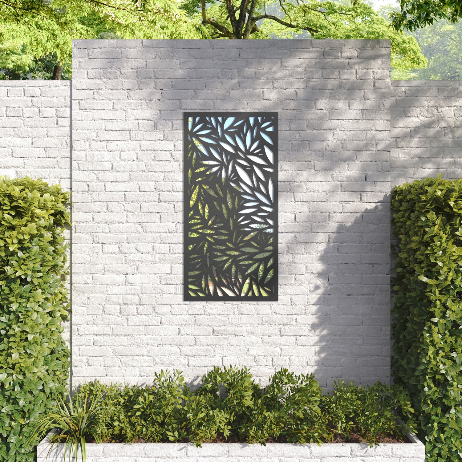Foliage outdoor decorative mirrored panel