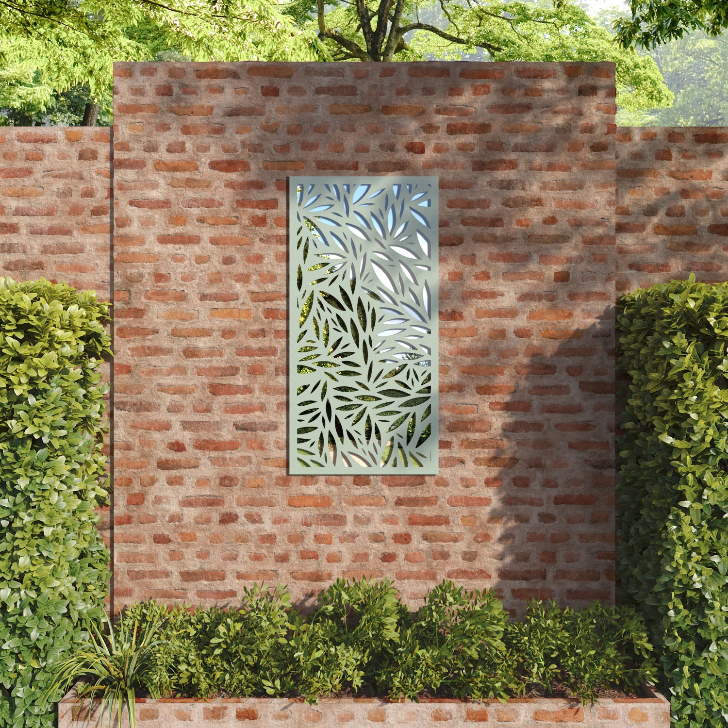 Foliage outdoor decorative mirrored panel