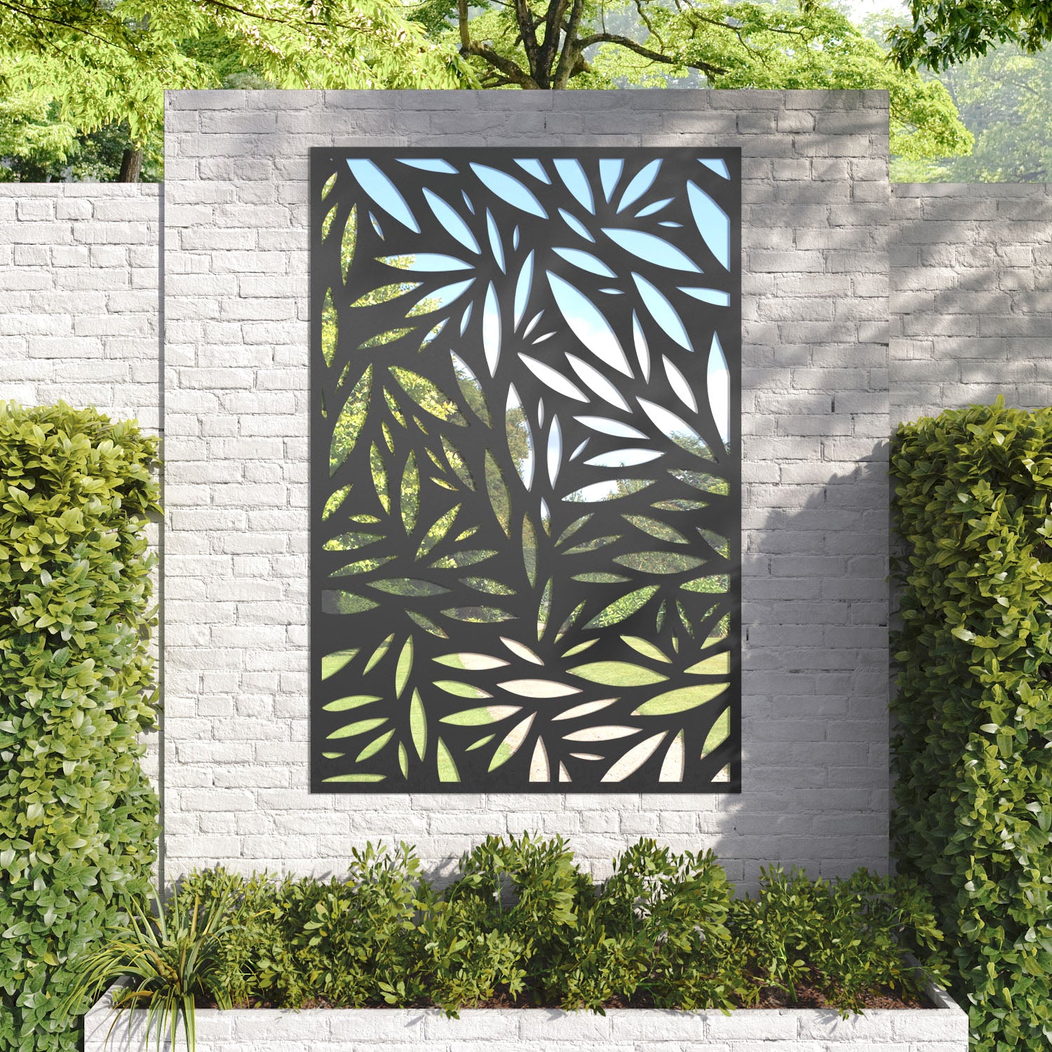 Foliage outdoor decorative mirrored panel