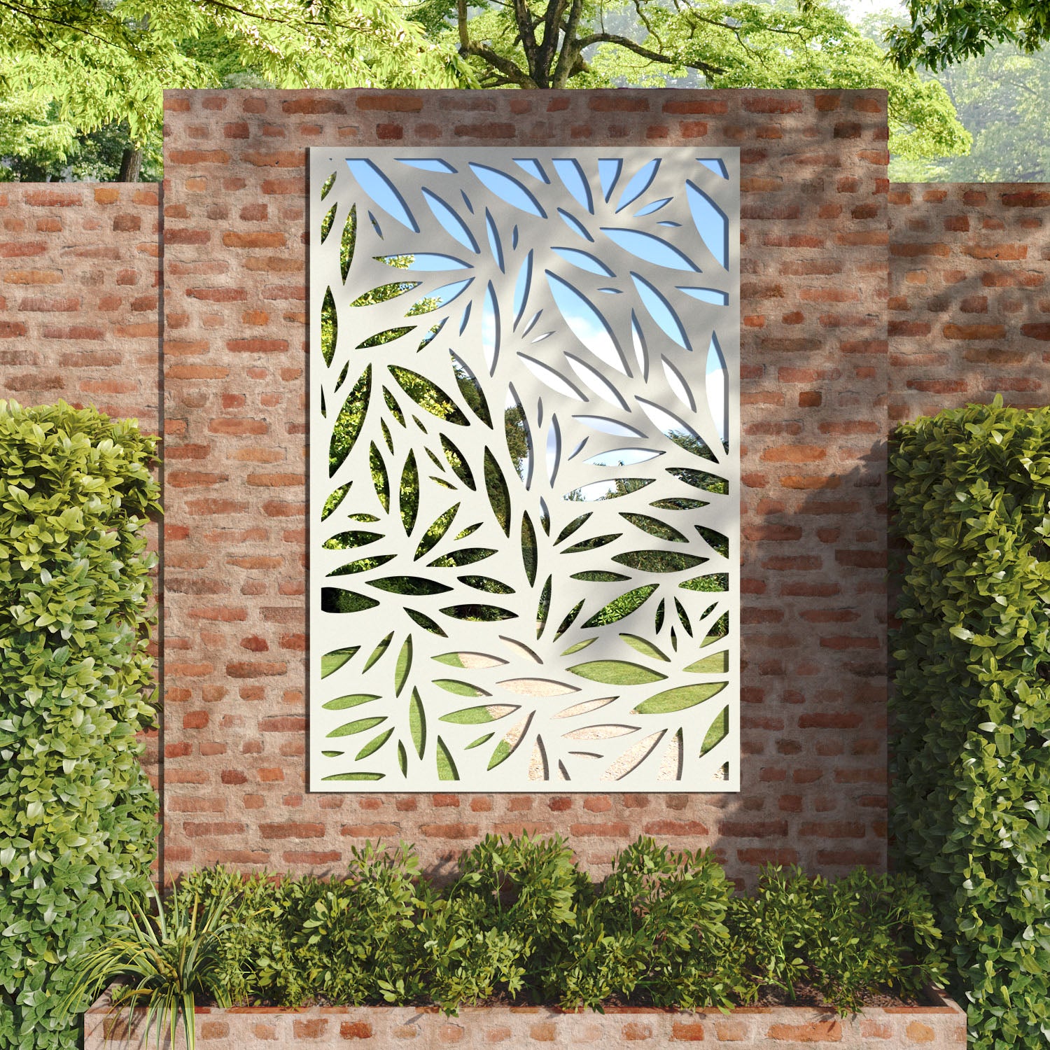 Foliage outdoor decorative mirrored panel
