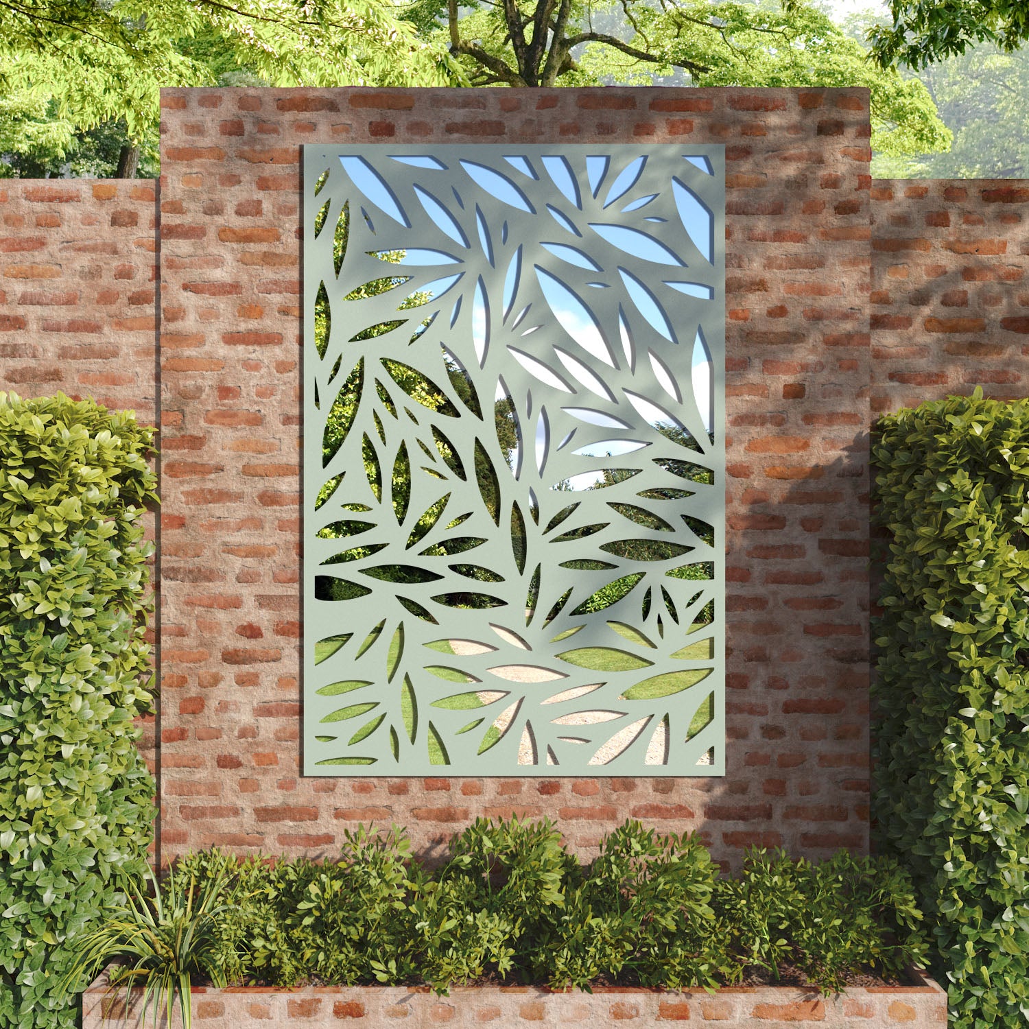 Foliage outdoor decorative mirrored panel