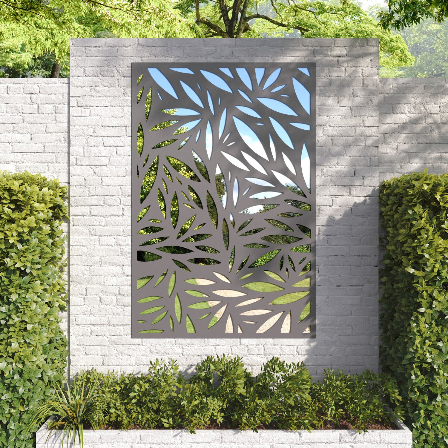 Foliage outdoor decorative mirrored panel