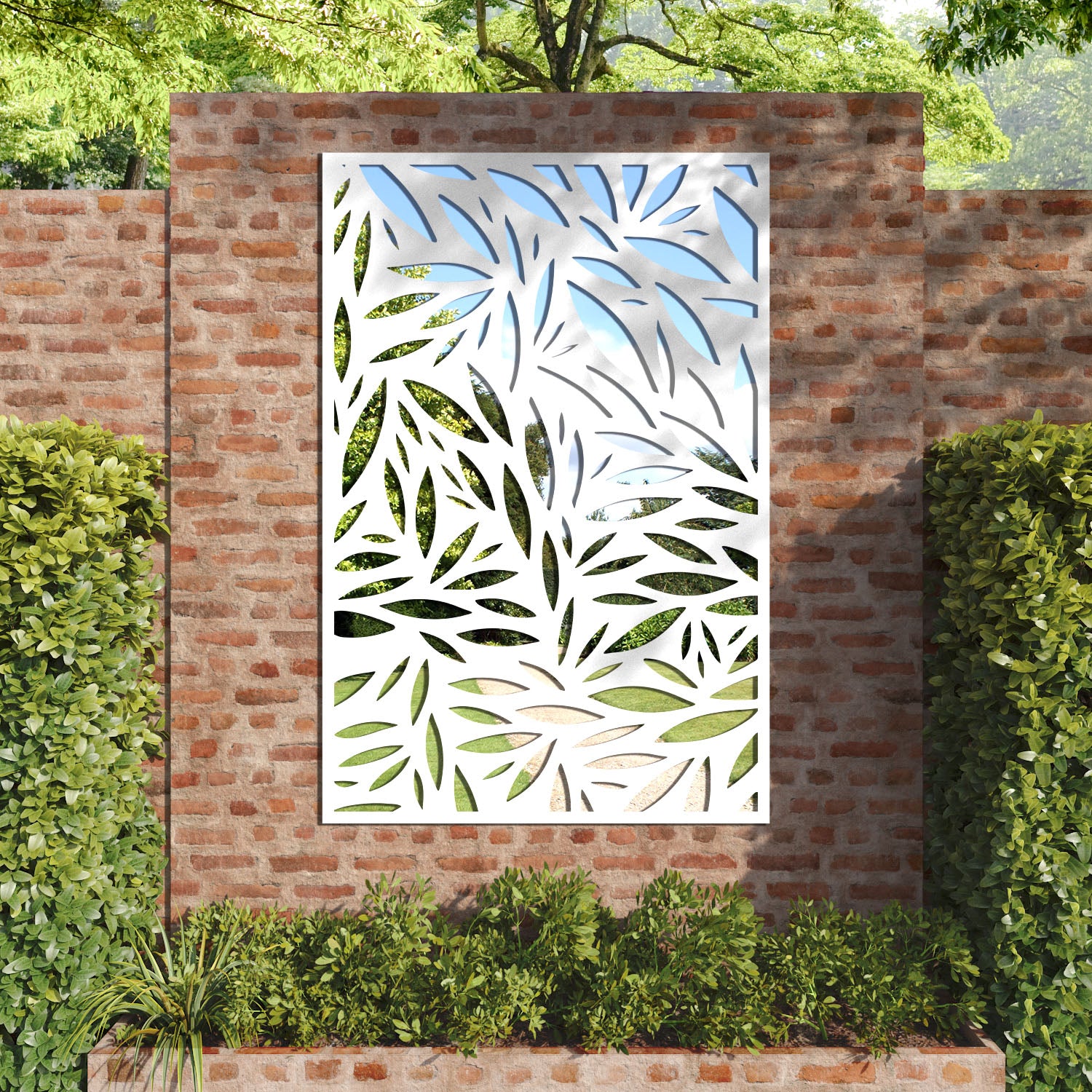 Foliage outdoor decorative mirrored panel