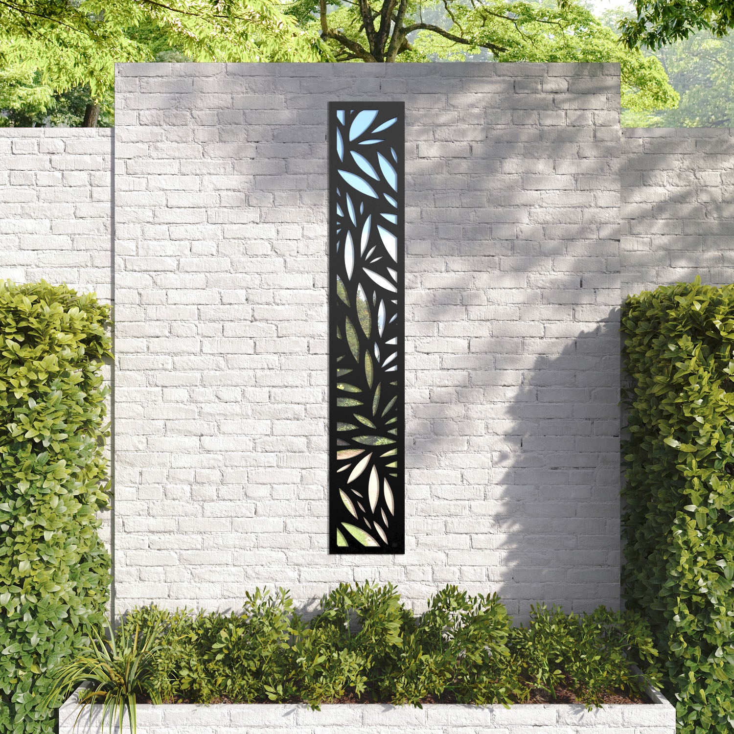 Foliage outdoor decorative mirrored panel
