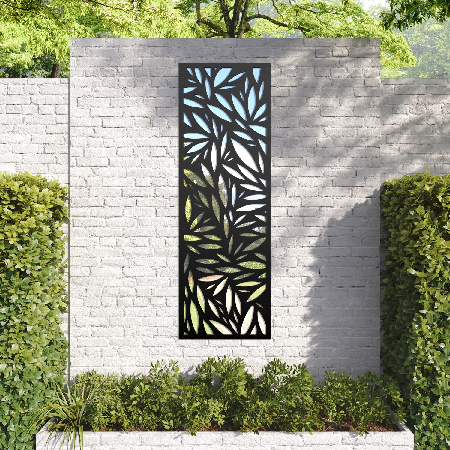 Foliage outdoor decorative mirrored panel