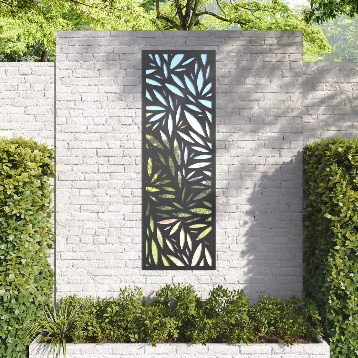 Foliage outdoor decorative mirrored panel