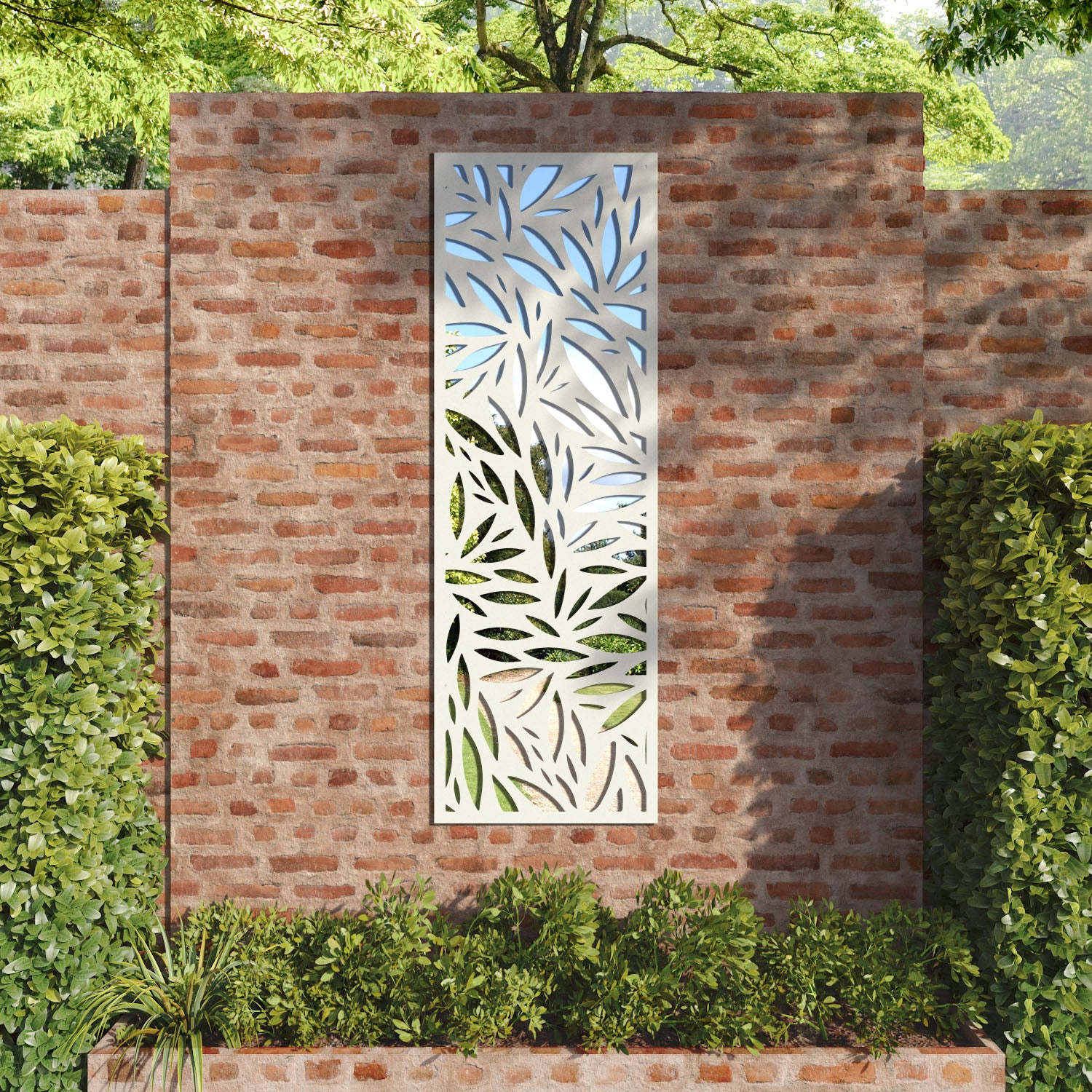 Foliage outdoor decorative mirrored panel