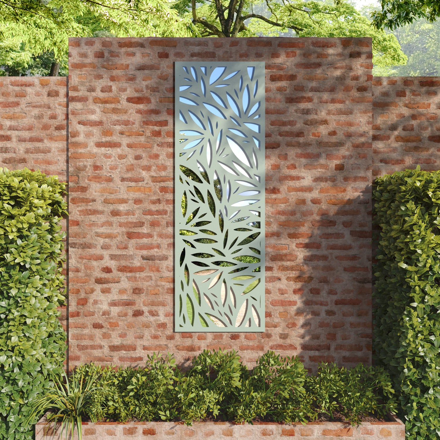 Foliage outdoor decorative mirrored panel