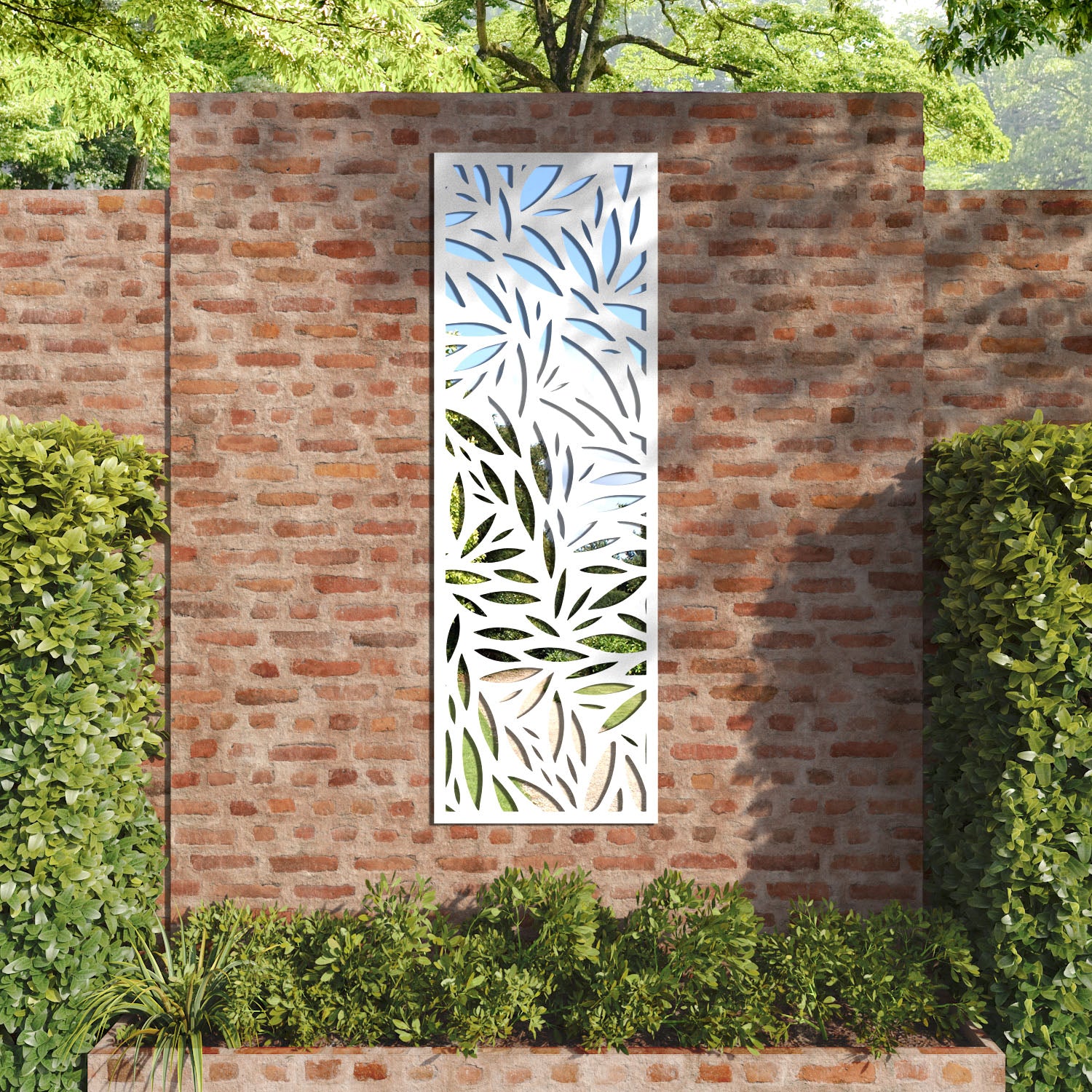 Foliage outdoor decorative mirrored panel