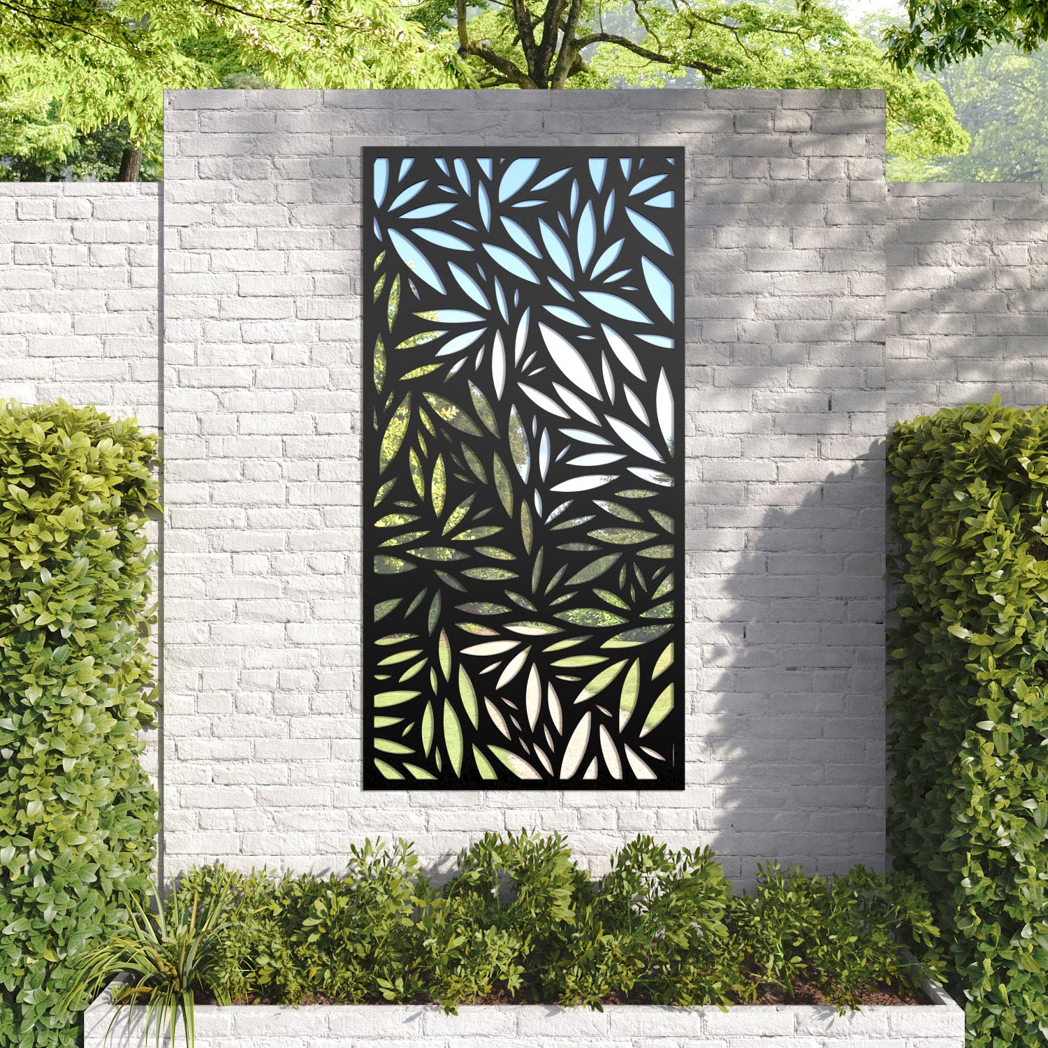 Foliage outdoor decorative mirrored panel