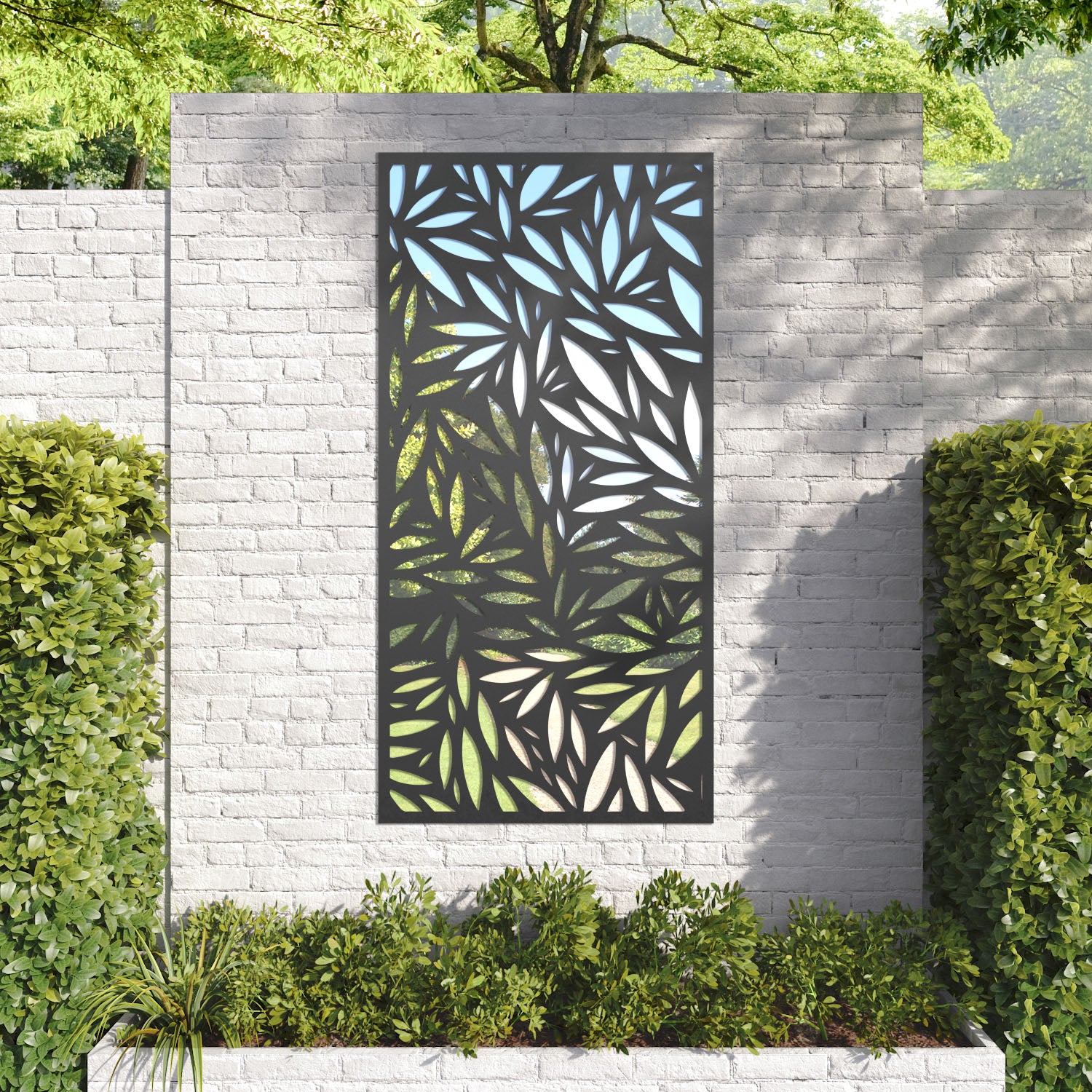Foliage outdoor decorative mirrored panel