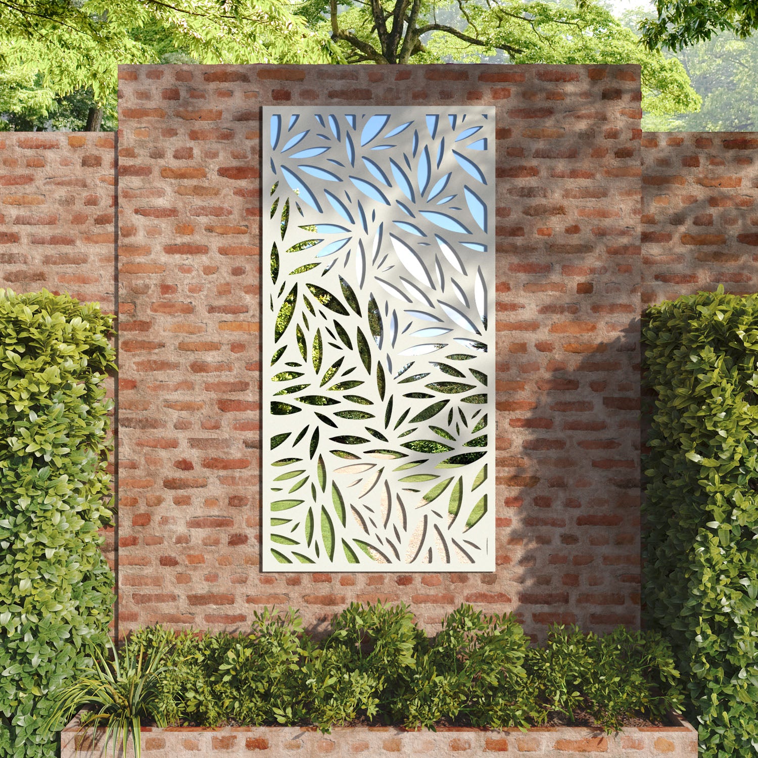 Foliage outdoor decorative mirrored panel
