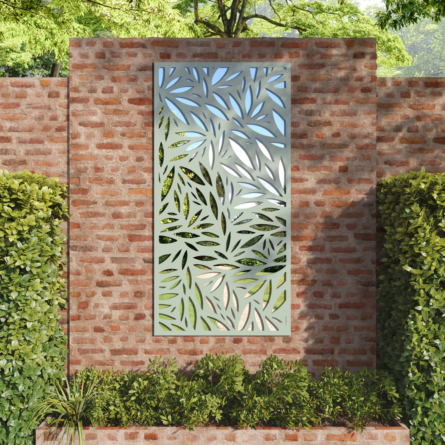 Foliage outdoor decorative mirrored panel