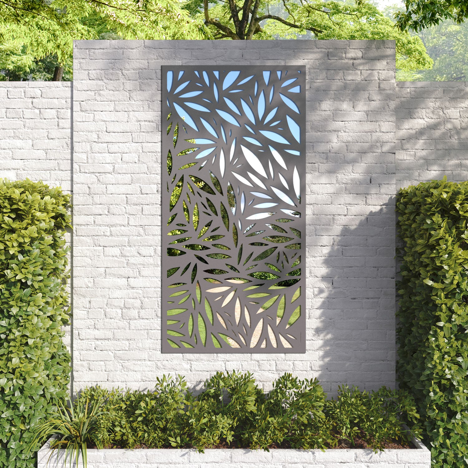 Foliage outdoor decorative mirrored panel