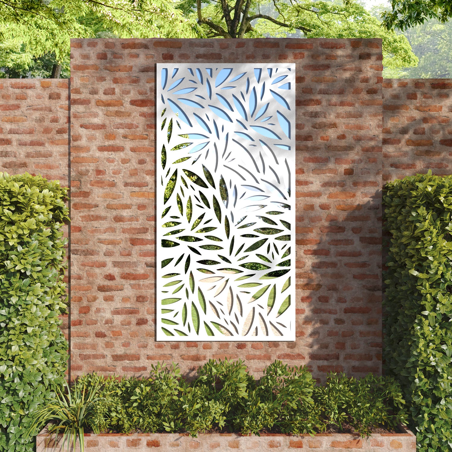 Foliage outdoor decorative mirrored panel