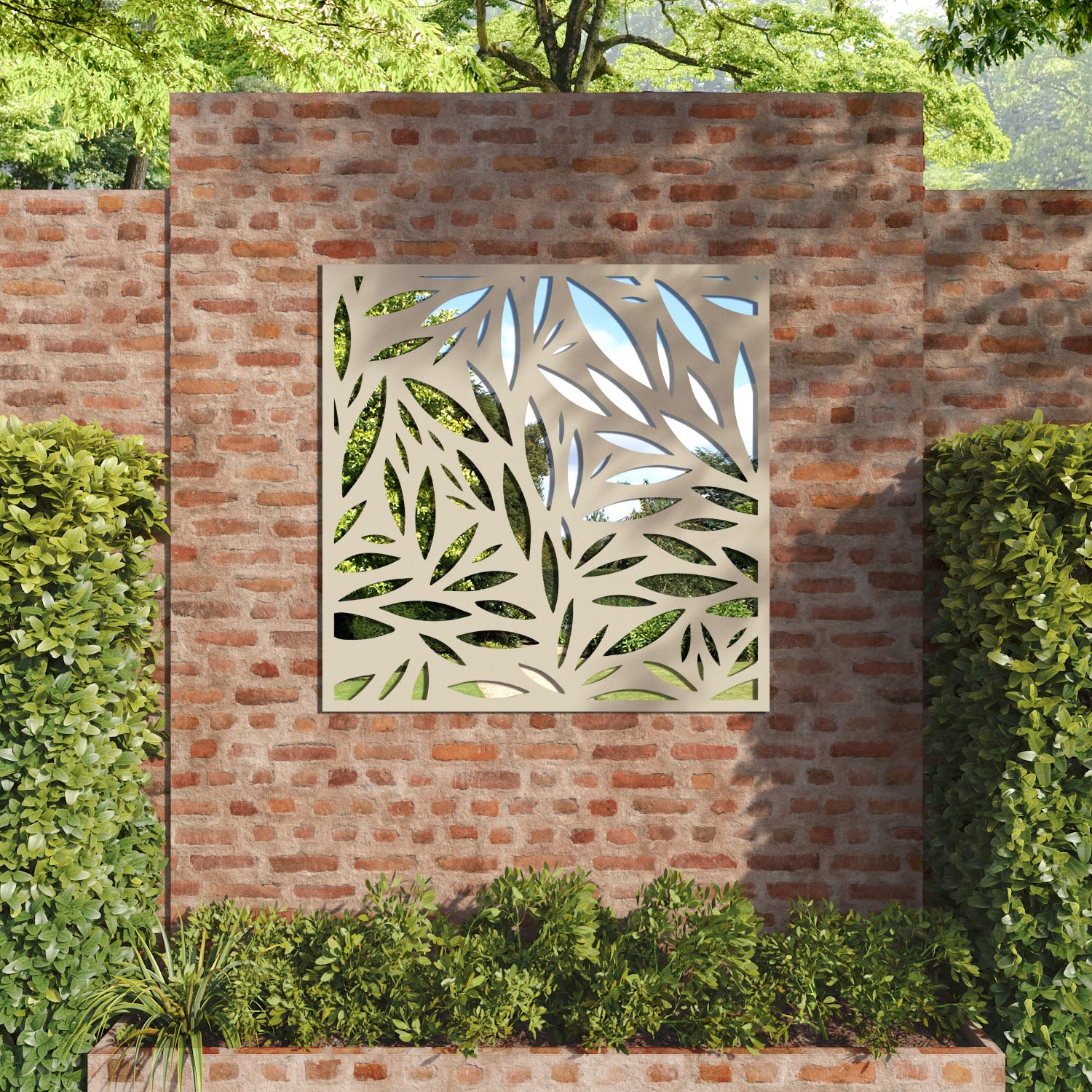 Foliage outdoor decorative mirrored panel