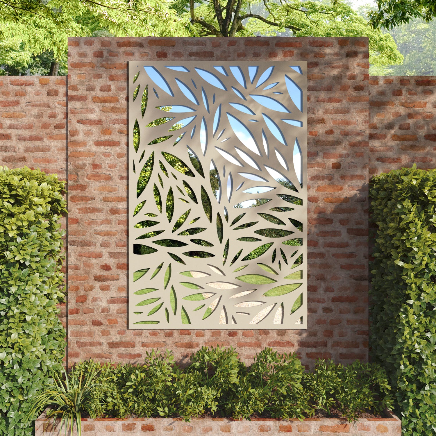 Foliage outdoor decorative mirrored panel
