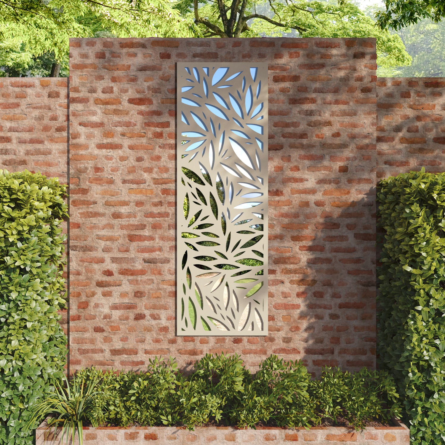 Foliage outdoor decorative mirrored panel