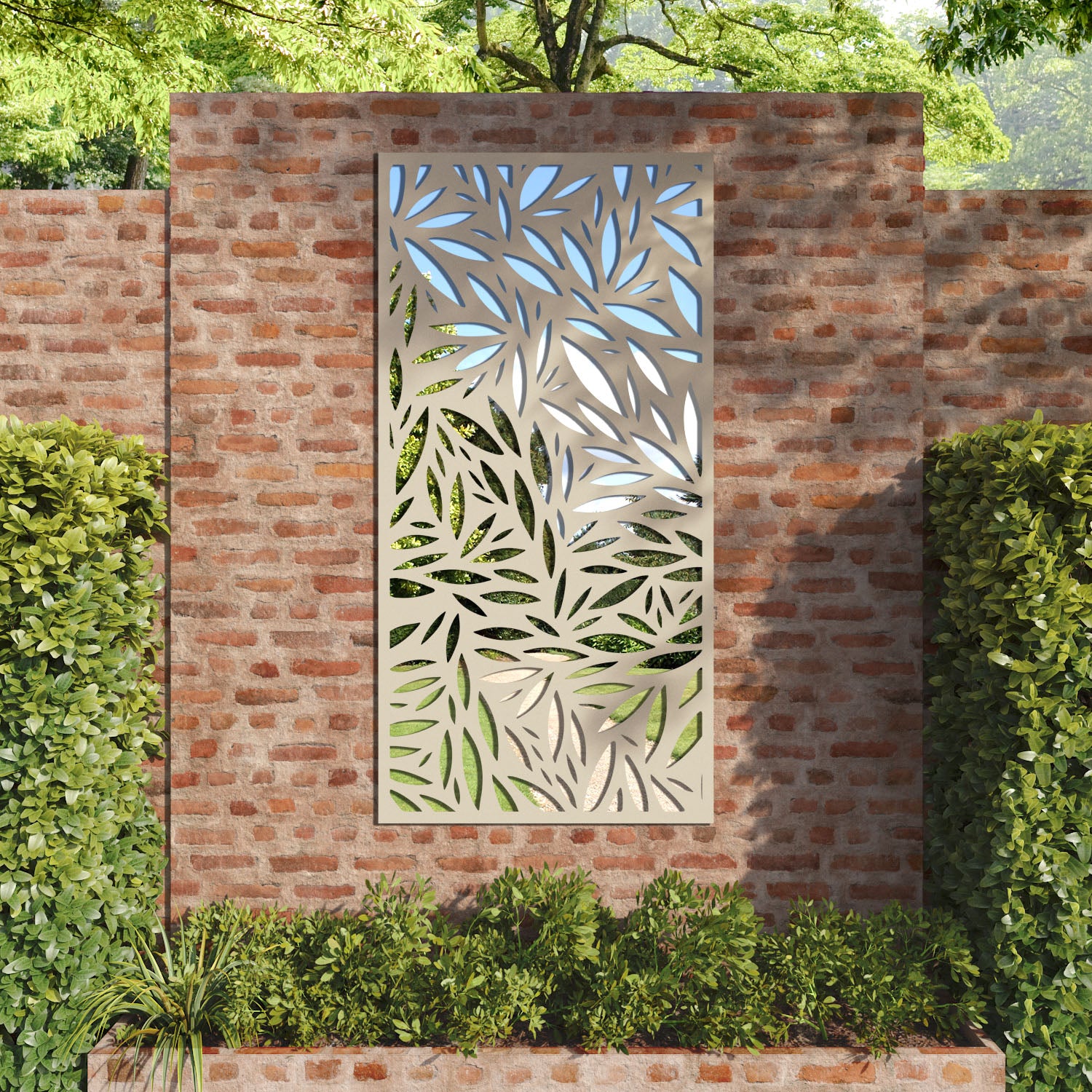 Foliage outdoor decorative mirrored panel