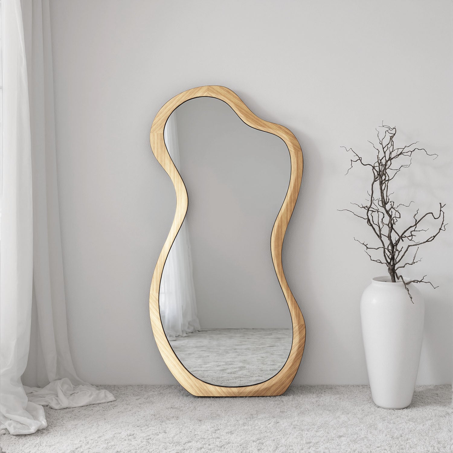 Forma Framed Misshaped Full-Length Leaner Mirror - with LED