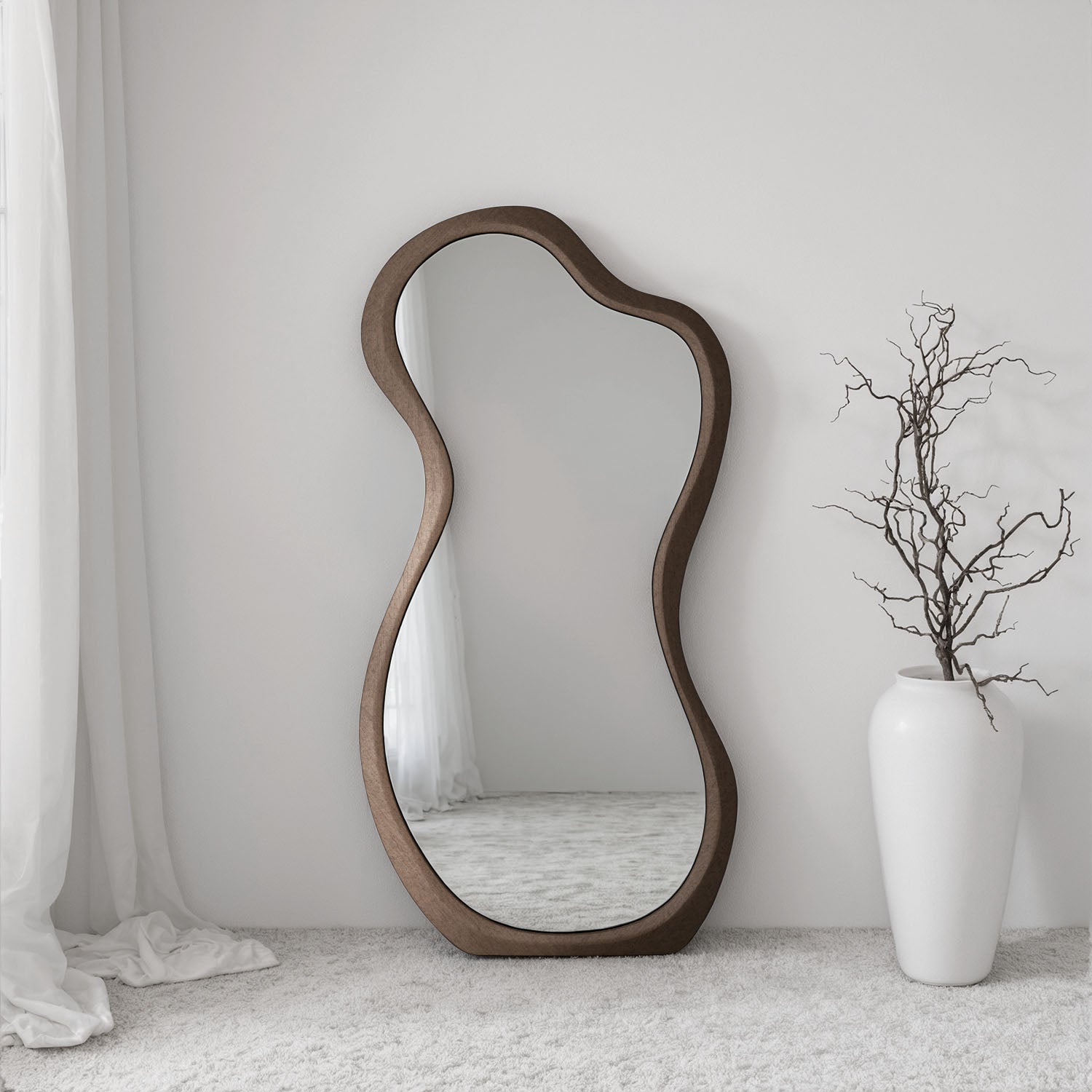 Forma Framed Misshaped Full-Length Leaner Mirror - with LED