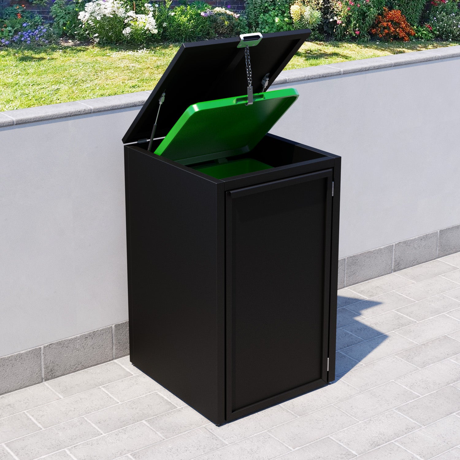 Black 3 Bin Store with Aluminium Door