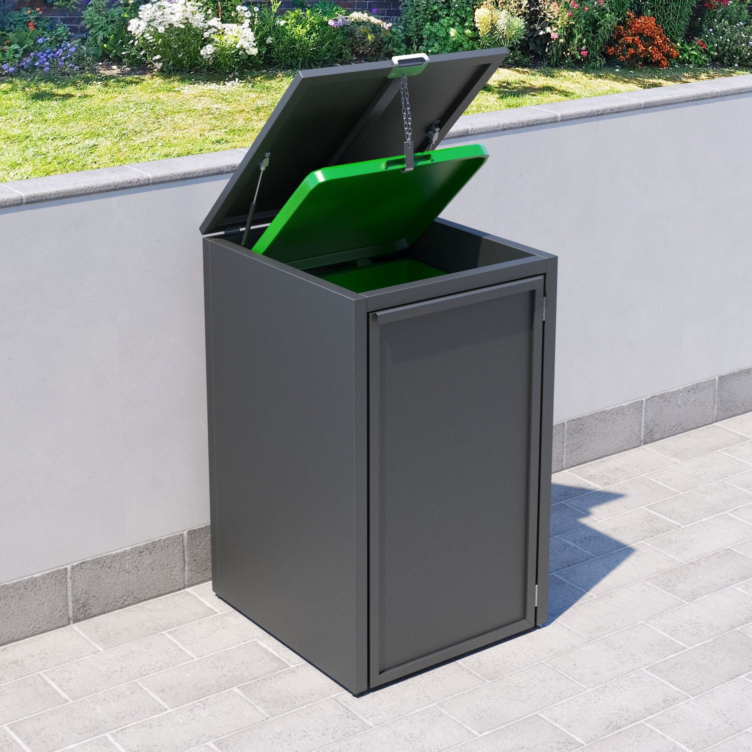 Grey 1 Bin Store with Aluminium Door