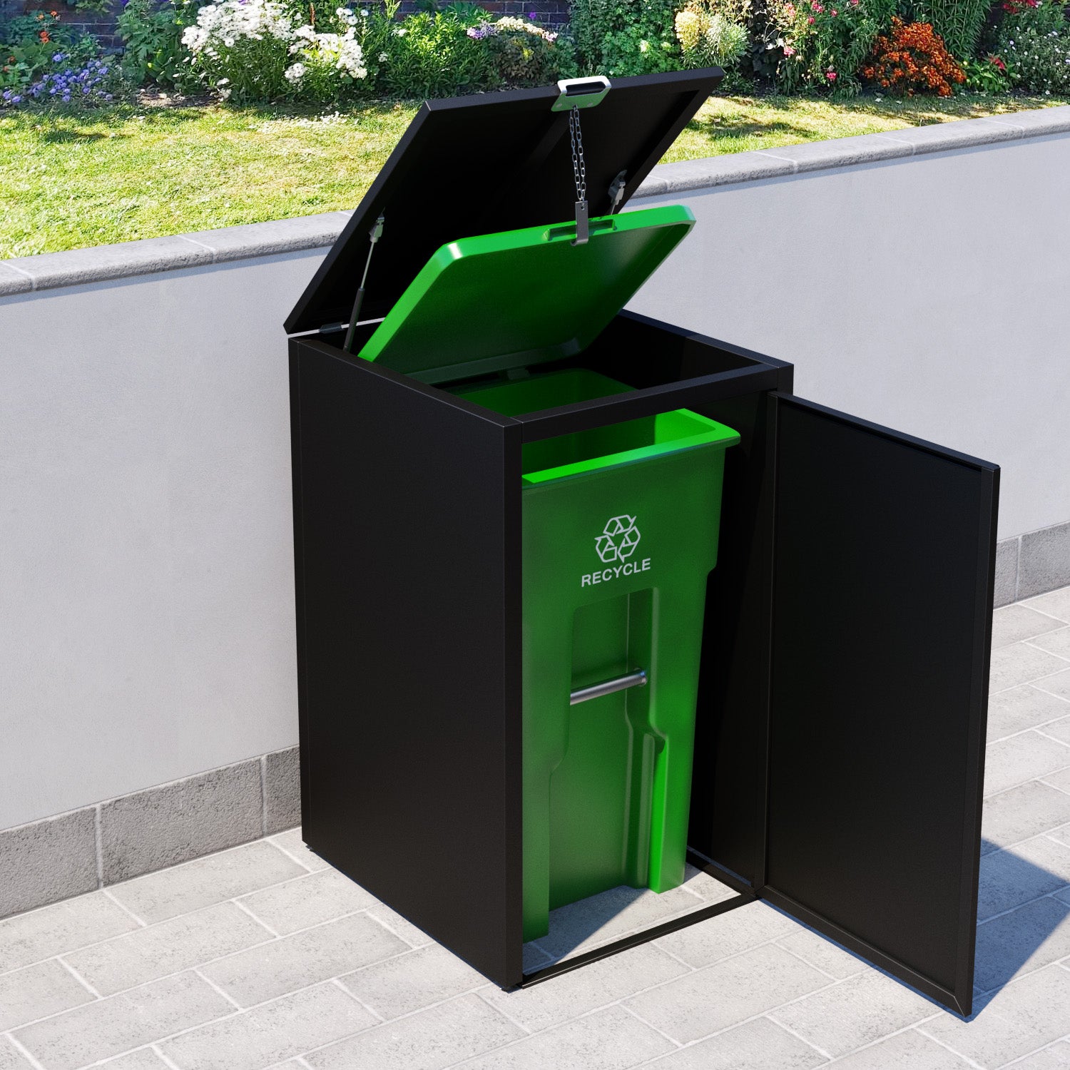 Black 2 Bin Store with Aluminium Door