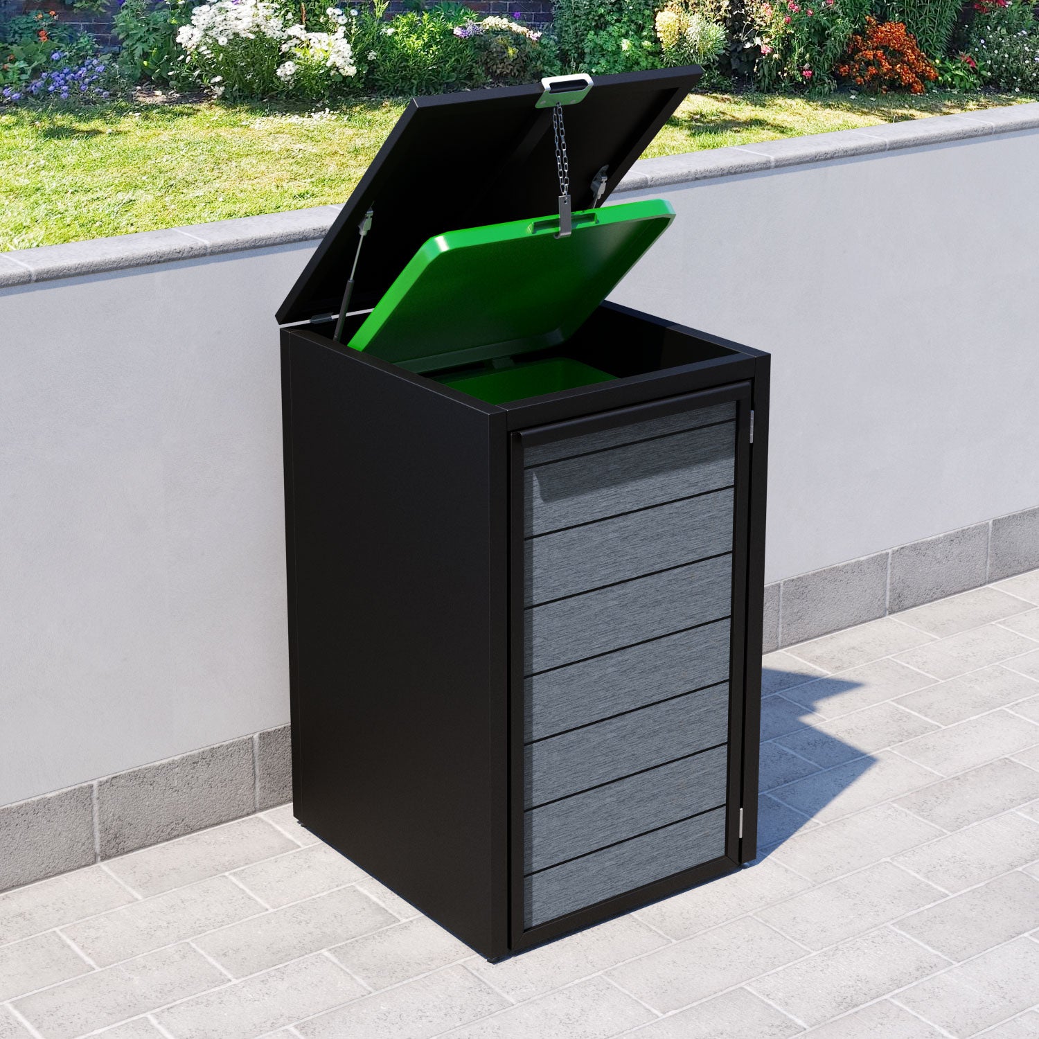 Black 2 Bin Store with Fusion Door Slat