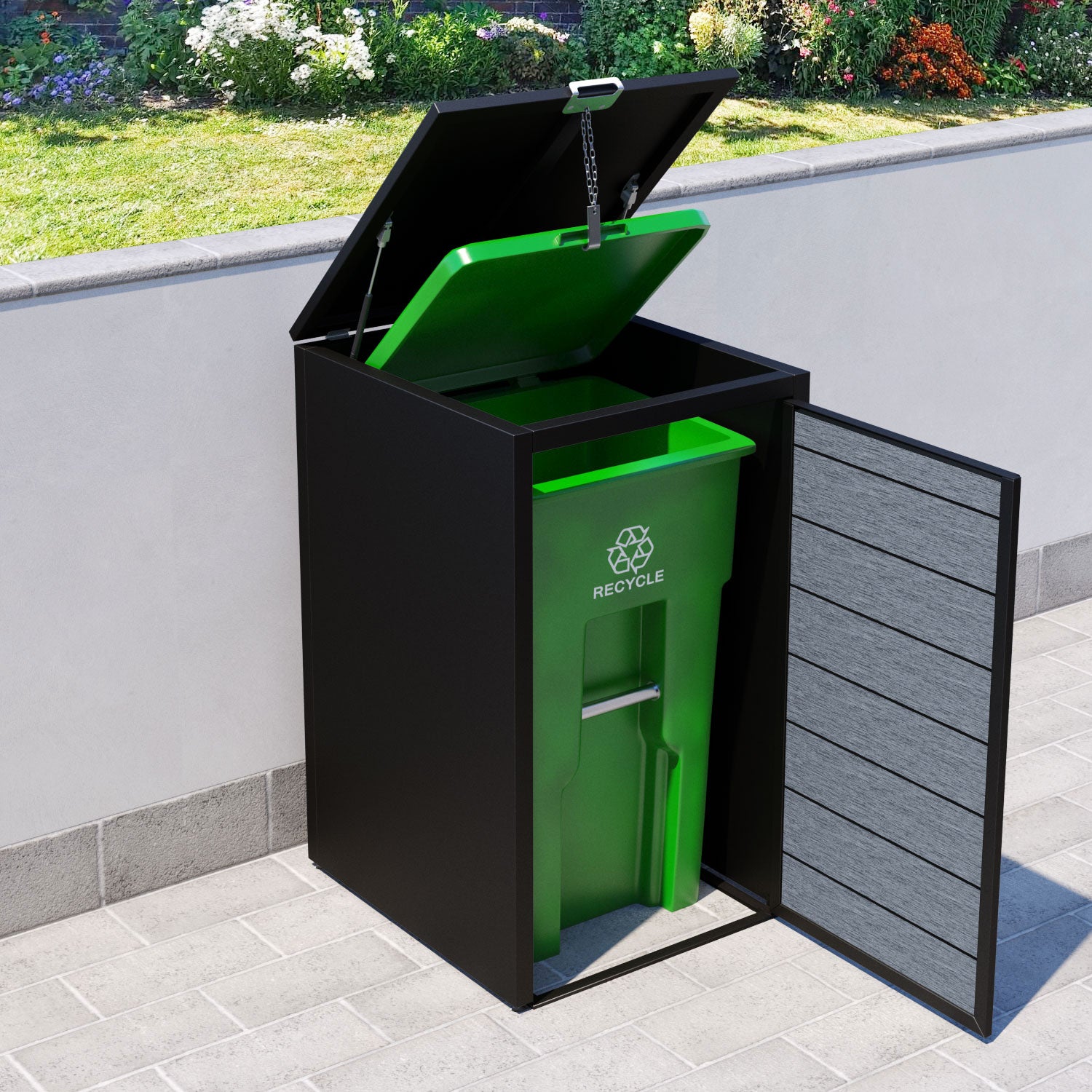 Black 2 Bin Store with Fusion Door Slat