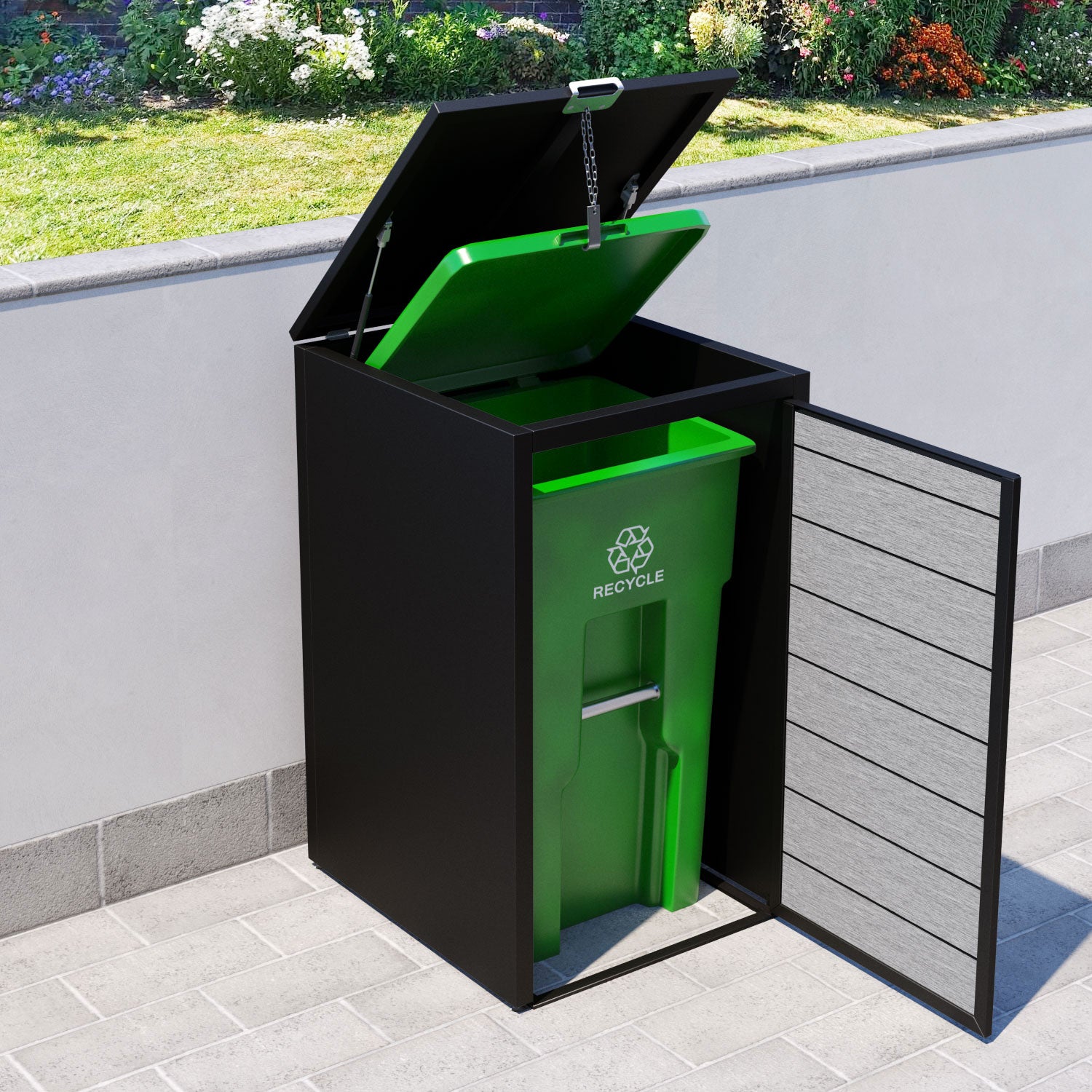 Black 2 Bin Store with Fusion Door Slat