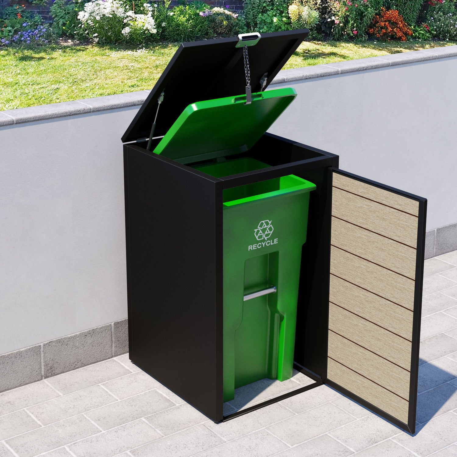 Black 2 Bin Store with Fusion Door Slat