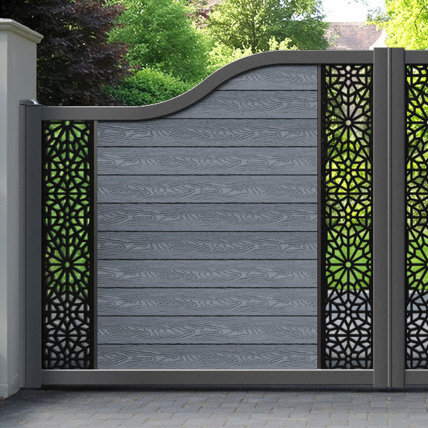 Classic Alnara Curved Top Driveway Gate - Anthracite - Middle & End Screen