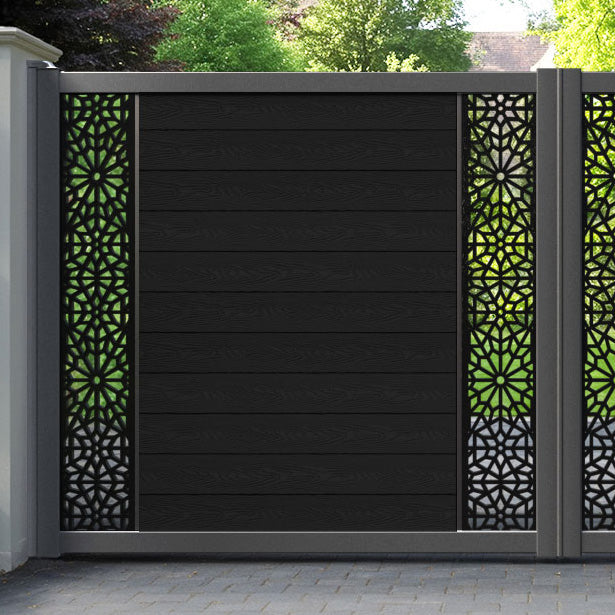 Classic Alnara Straight Top Driveway Gate - Black - Middle & End Screen