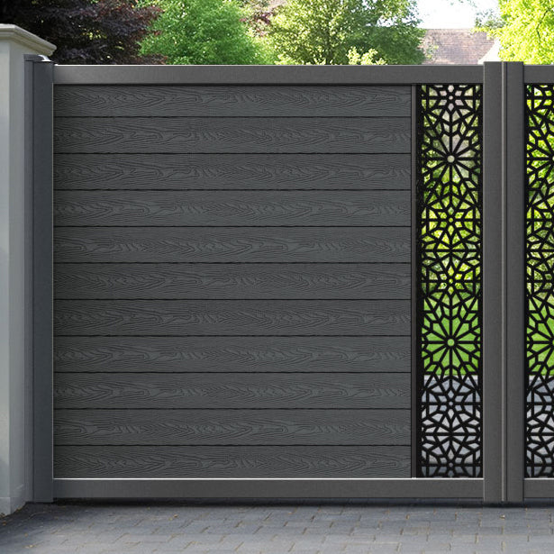Classic Alnara Straight Top Driveway Gate - Dark Grey - Middle Screen