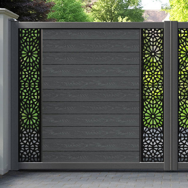 Classic Alnara Straight Top Driveway Gate - Dark Grey - Middle & End Screen