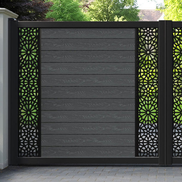 Classic Alnara Straight Top Driveway Gate - Dark Grey - Middle & End Screen