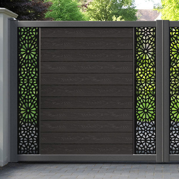 Classic Alnara Straight Top Driveway Gate - Dark Oak - Middle & End Screen
