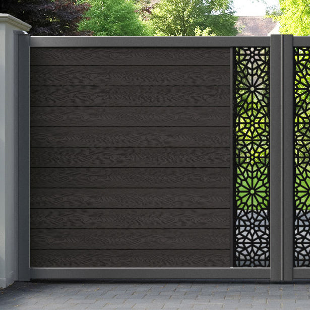 Classic Alnara Straight Top Driveway Gate - Dark Oak - Middle Screen
