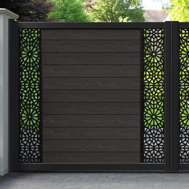 Classic Alnara Straight Top Driveway Gate - Dark Oak - Middle & End Screen