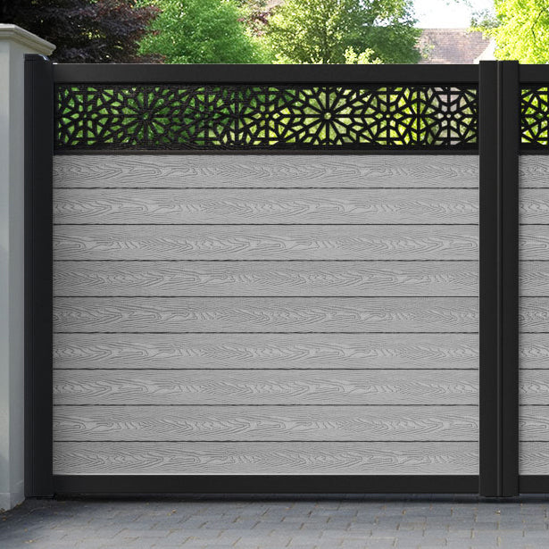 Classic Alnara Straight Top Driveway Gate - Light Grey - Top Screen