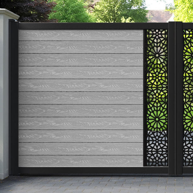 Classic Alnara Straight Top Driveway Gate - Light Grey - Middle Screen