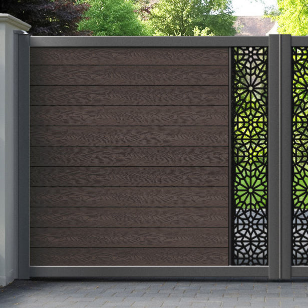 Classic Alnara Straight Top Driveway Gate - Mid Brown - Middle Screen