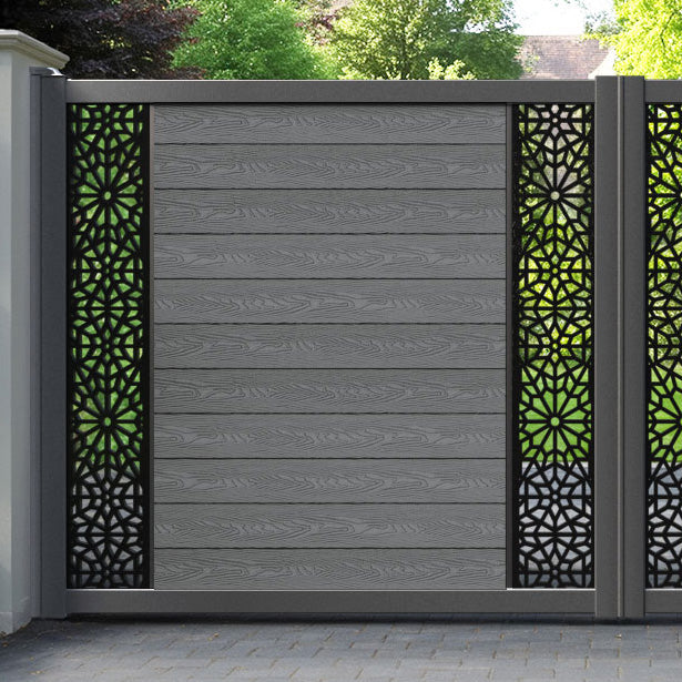 Classic Alnara Straight Top Driveway Gate - Mid Grey - Middle & End Screen