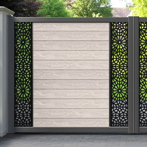 Classic Alnara Straight Top Driveway Gate - Mid Stone - Middle & End Screen