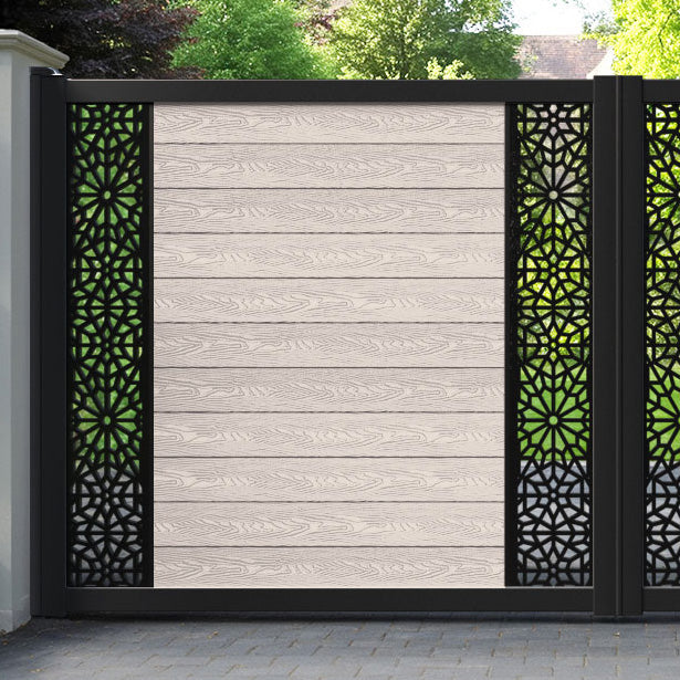 Classic Alnara Straight Top Driveway Gate - Mid Stone - Middle & End Screen