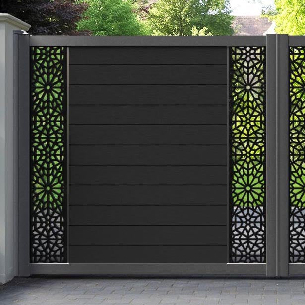 Fusion Alnara Straight Top Driveway Gate - Black - Middle & End Screen